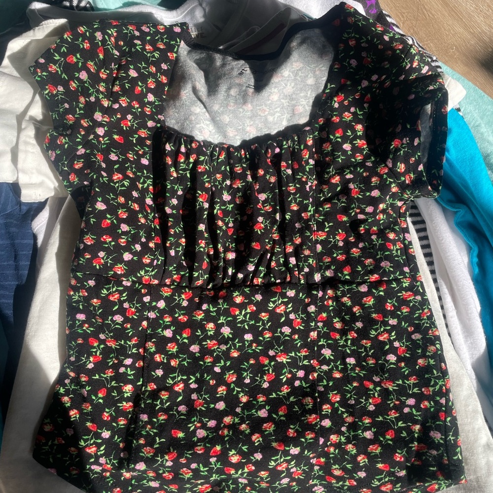 Target Black and Red Floral Blouse